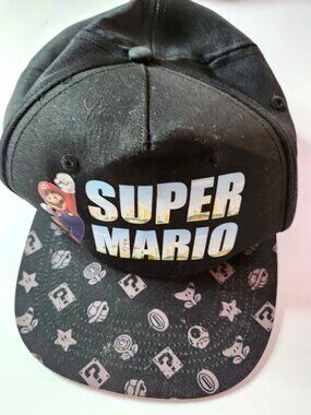 Super Mario Hat Black Snapback Cap Printed Brim youth size movie video game